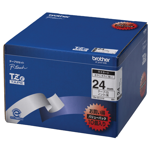 たのめーる】ブラザー ピータッチ TZeテープ ラミネートテープ 24mm 白
