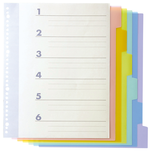 たのめーる】TANOSEE インデックス(PP) A4タテ 2・4・30穴 6山2組 1