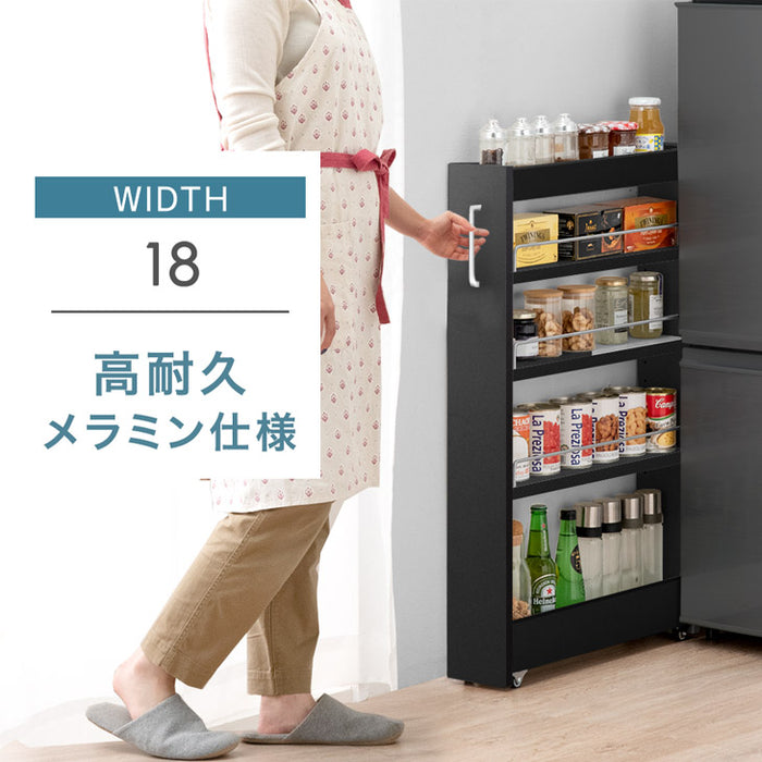 幅18cm］隙間収納 ロータイプ キッチンラック スライド式 キャスター
