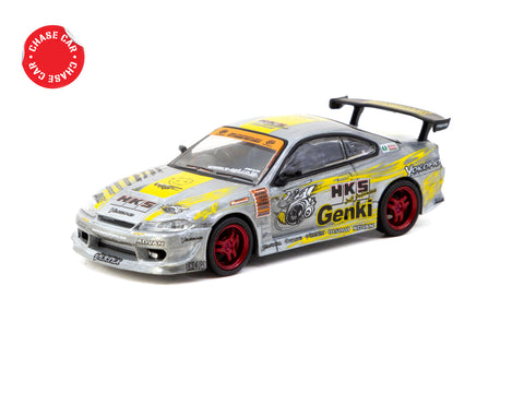 Tarmac Works 1/64 HKS Hiper Silvia RS-2 Chrome Red + VERTEX Toyota Mar