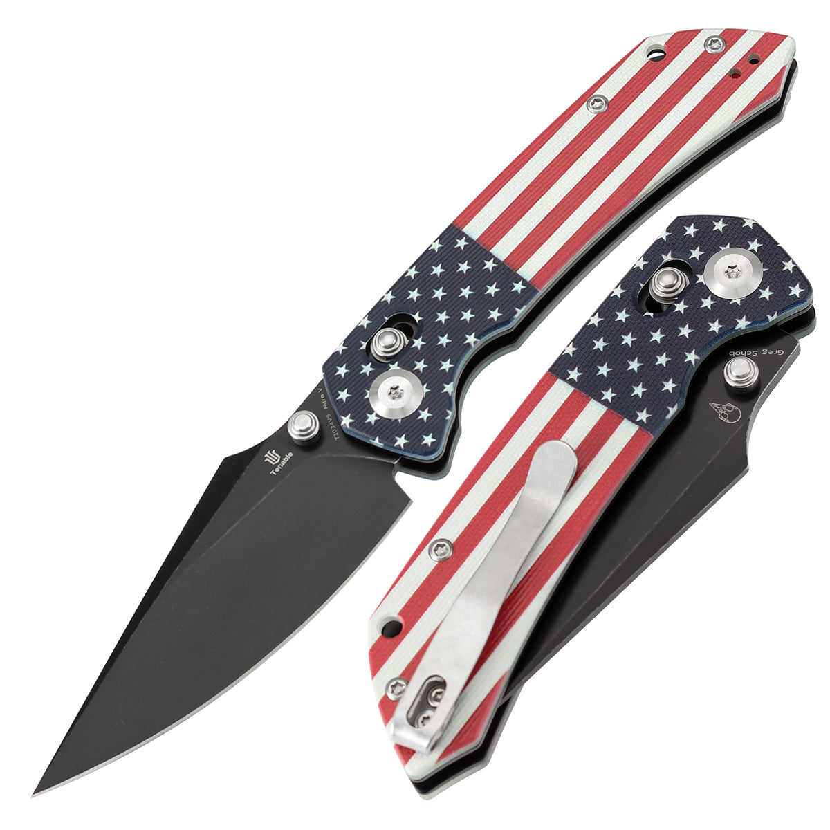 Tenable Fenrir Cross Bar Lock | Jade G10 with American Flag Handle