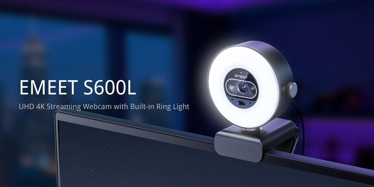 EMEET Launches S600L: A 4K Webcam with Built-in Ring Light for