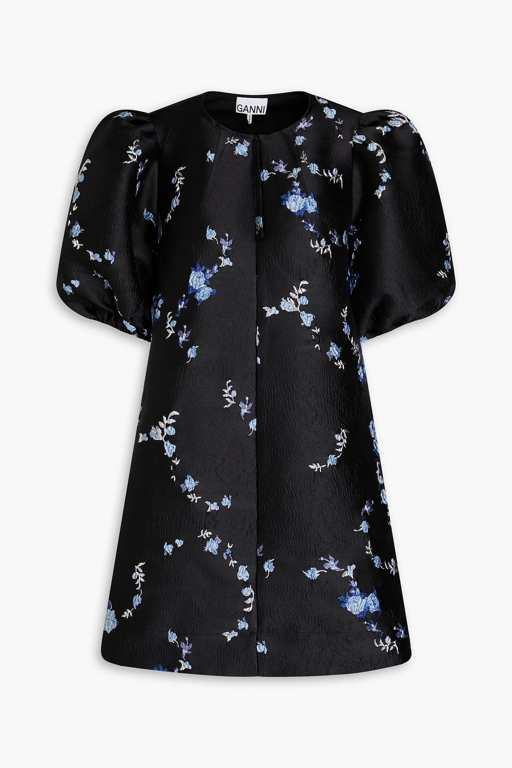 GANNI フローラルジャカード ミニワンピース メタリック | THE OUTNET