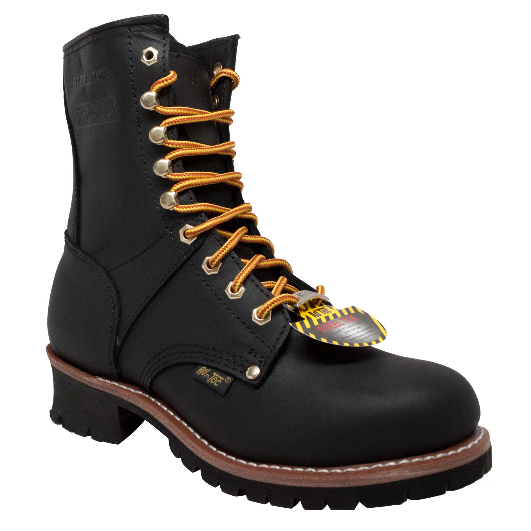AdTec Mens 9in Steel Toe Logger Black Work Boots – The Western Company