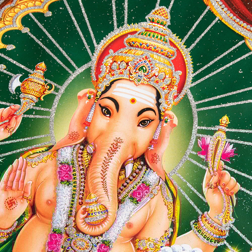 約40.5cm×約30.5cm〕輝くラメ入り・インドのヒンドゥー神様ポスター