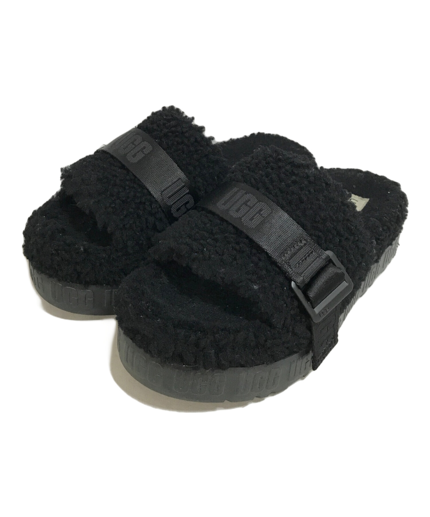中古・古着通販】UGG (アグ) ファーサンダル ブラック サイズ:25