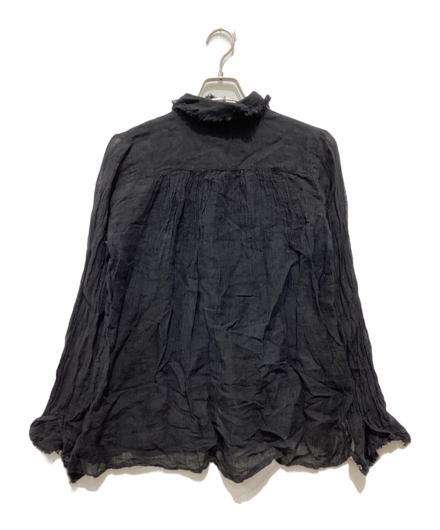 中古・古着通販】yunahica (ユナヒカ) リネンフリルシャツ ブラック