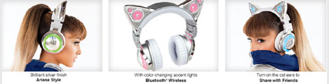 アリアナ・グランデ、かわいすぎる猫耳ヘッドホンをコラボ商品として