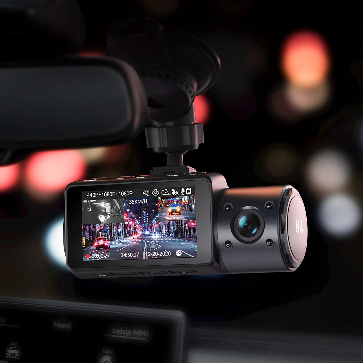 Vantrue N4 3 Channel Dash Cam | 4K+1080P+1080P Car Camera with IR