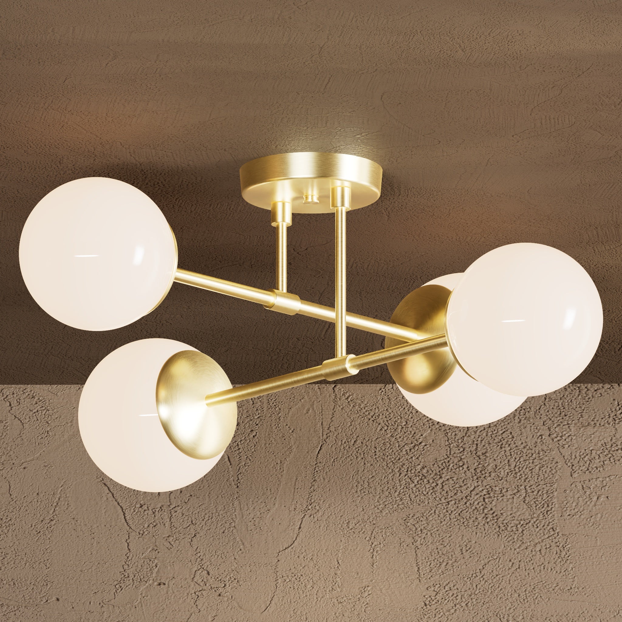 Evadale Semi Flush, Handcrafted Mid Century Modern Lighting Five