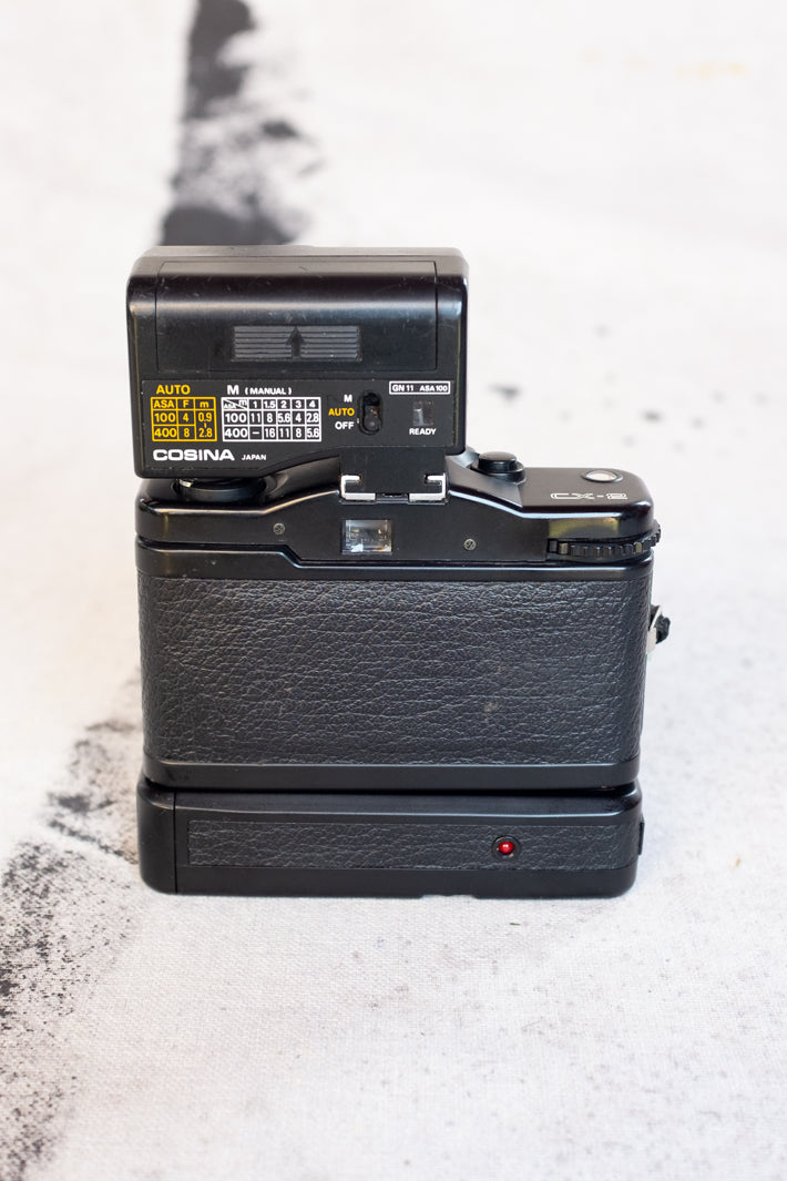 Cosina CX-2 Complete 35mm Camera Kit With Camera, Auto Winder