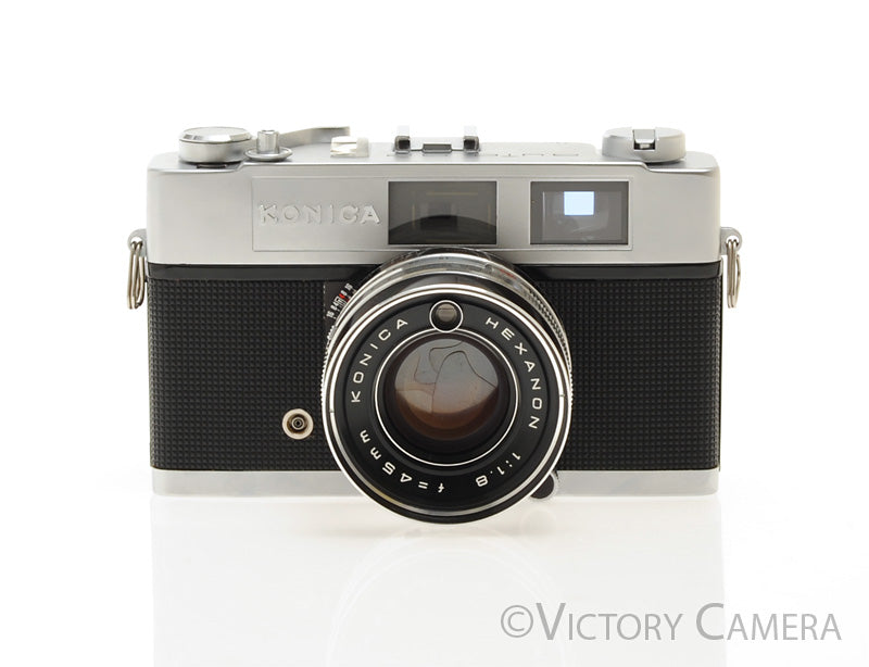 Konica Auto S2 Chrome 35mm Rangefinder w/ 45mm f1.8 Lens -New Seals- [