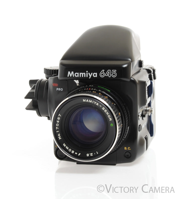 Mamiya 645 Pro Camera Eye Level Prism w/ 80mm Lens & 120 Back [EXC+]