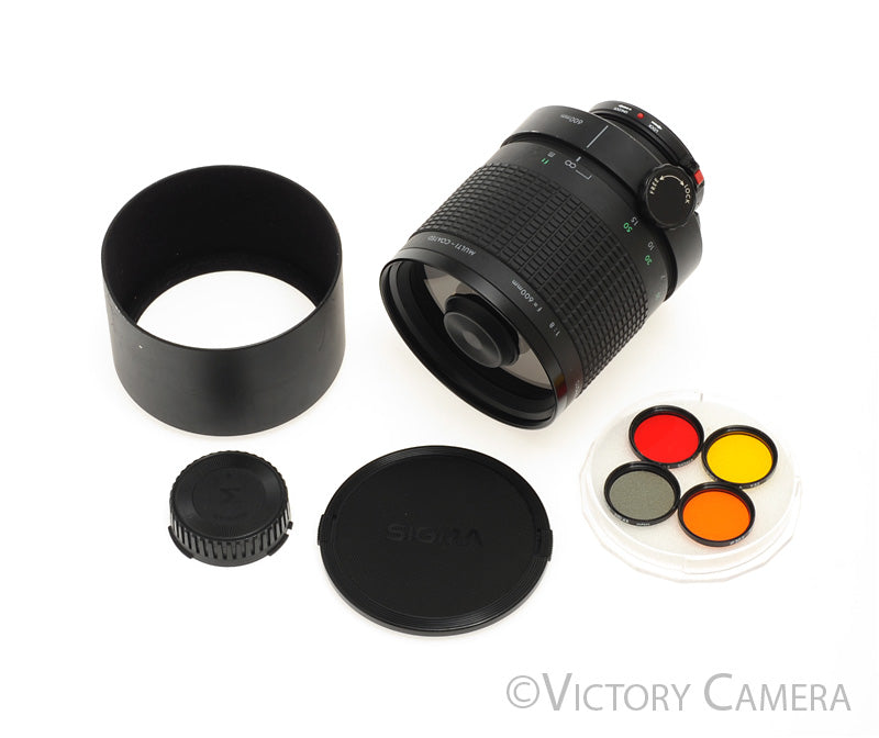Sigma 600mm f8 Telephoto Mirror Lens w/ Filters for Canon FD [EXC+]