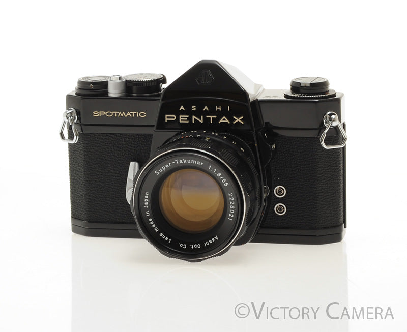 Pentax Spotmatic SP Black 35mm Film Camera 55mm f1.8 Lens -no meter- [