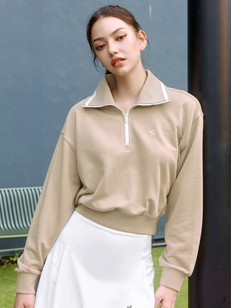 XTFHZ01J3 ロゴ入り ハイネック ハーフジップアップ スウェット