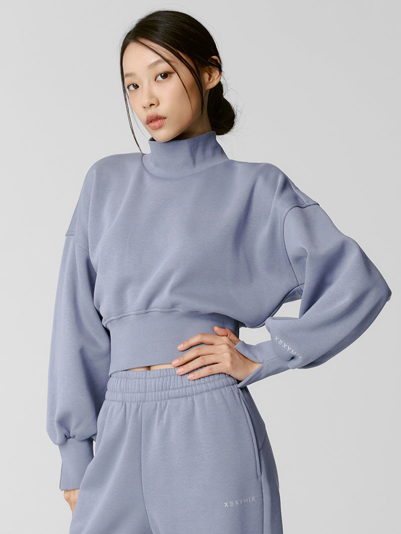 XTFMT12J3 裏起毛 ウォームソフト ハイネック クロップド丈 トレーナー