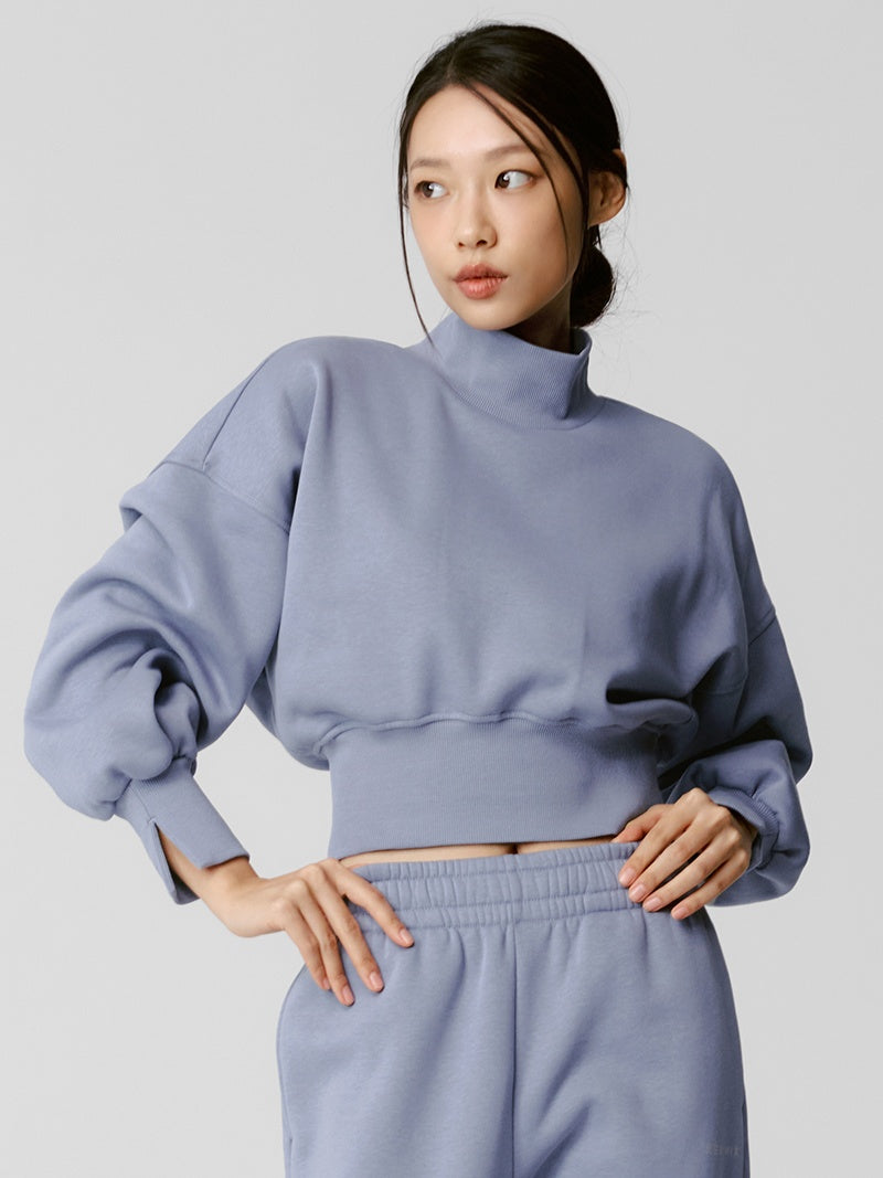 XTFMT12J3 裏起毛 ウォームソフト ハイネック クロップド丈 トレーナー