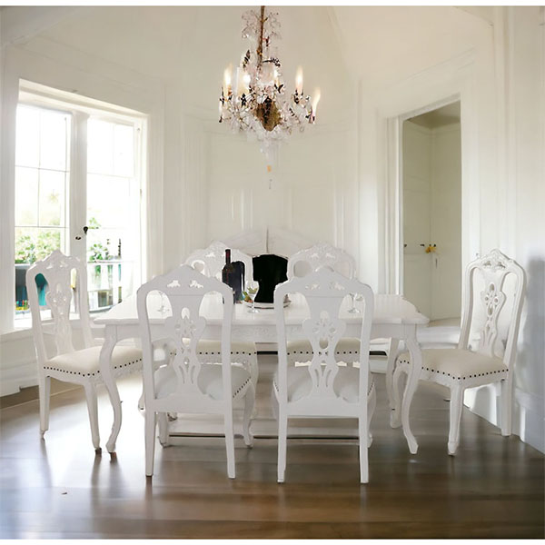 輸入家具 イングランド式 クラシックダイニングセット7P ホワイト