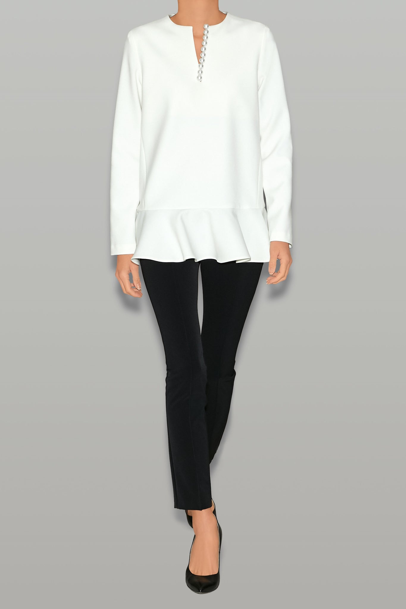 ロングスリーブラッフルヘムパールブラウス – YOKO CHAN