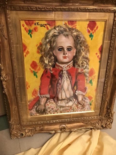 真作保証 田村孝之介 油彩8号 人形画 大地堂豪華額装 高島屋美術部購入