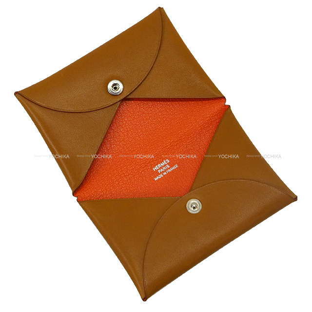 HERMES エルメス カードケース カルヴィ ポップ フォーヴ/オレンジ