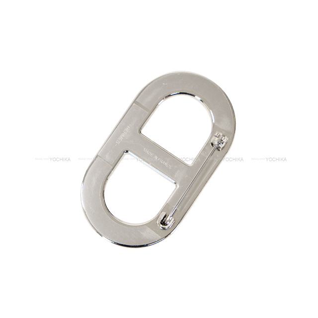 HERMES エルメス ブローチ シェーヌダンクル ブルーフランス エプソン