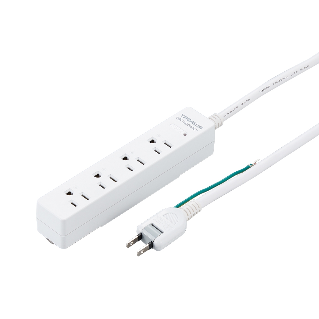 雷ガード付4個口節電タップ2mブラック｜YAZAWA CORPORATION