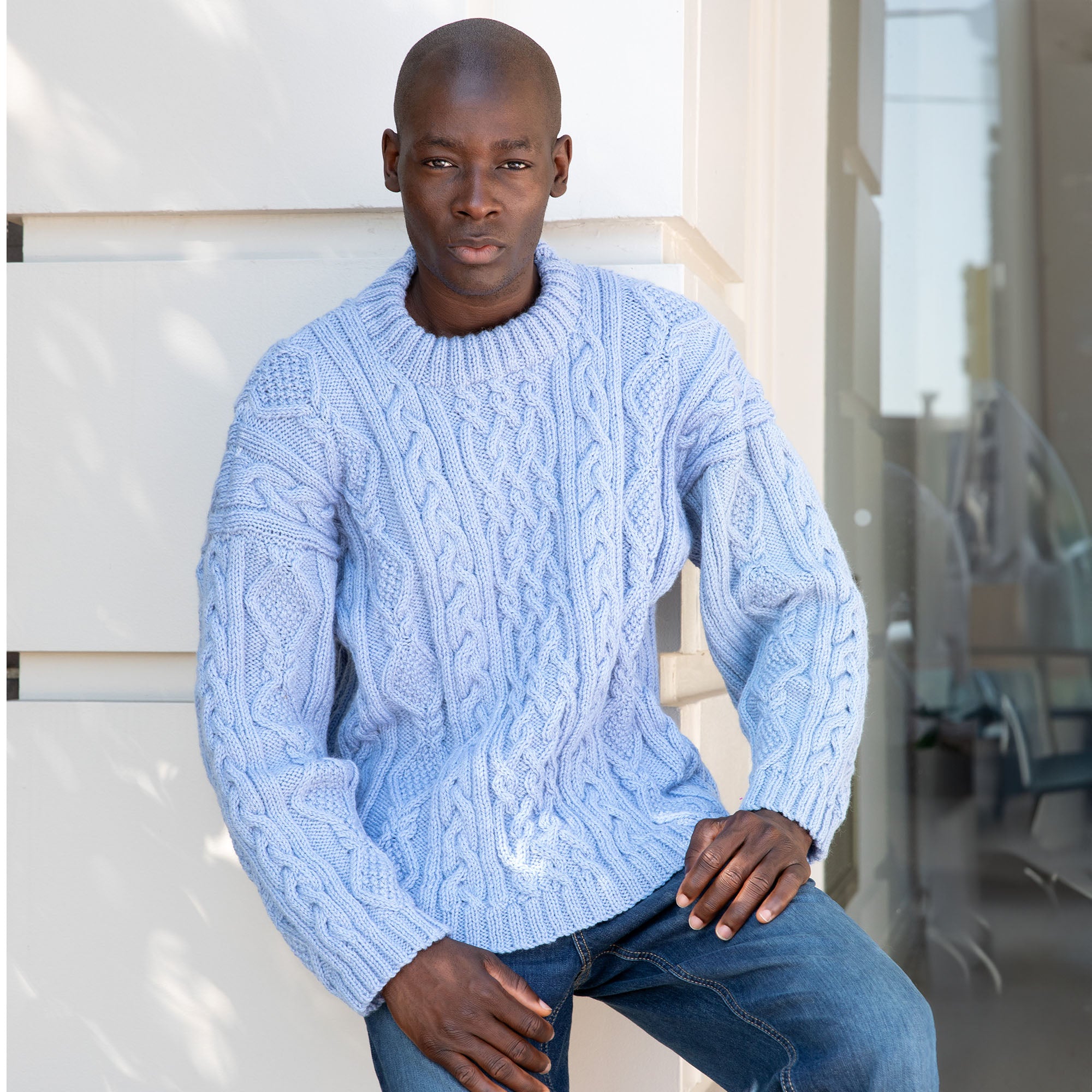 Free Patons Cable Mock Neck Pullover Knitting Pattern | Yarnspirations