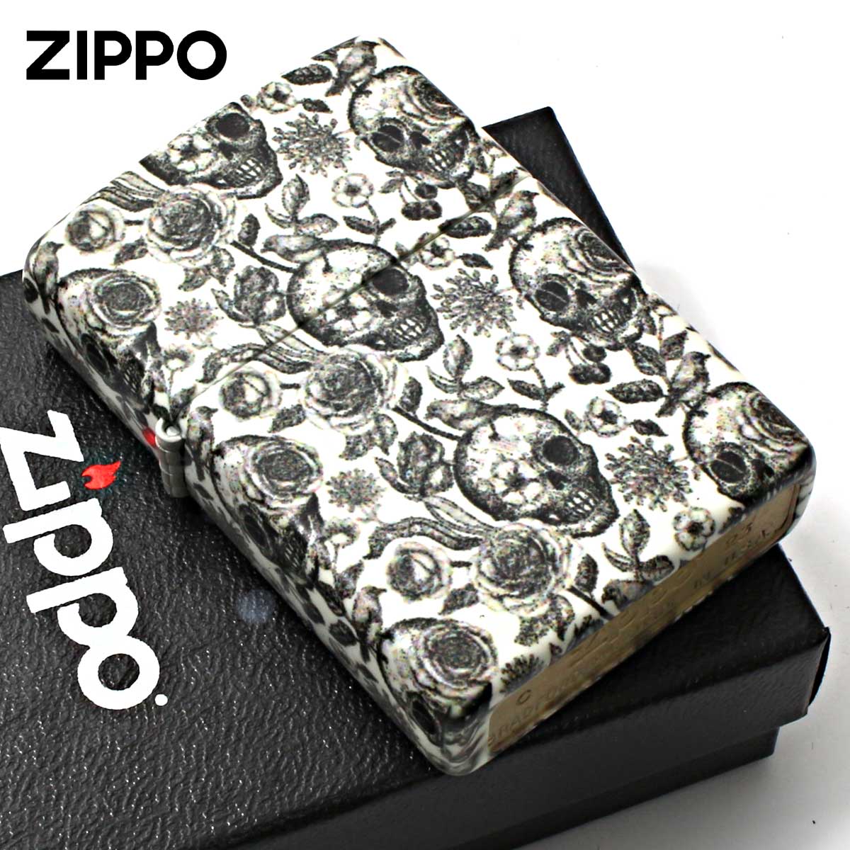 Zippo ジッポー スカル ドクロ 骸骨 薔薇 ローズ Skeleton Design 蓄光