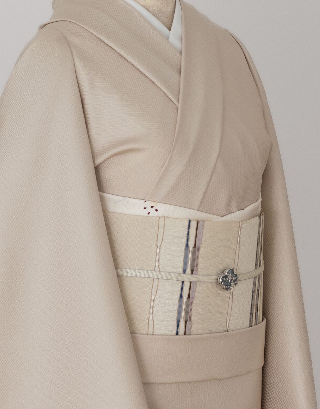 藤山千春 「草木染手織物 吉野間道」 九寸名古屋帯 砂色＜お仕立て代込