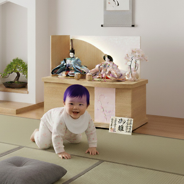 おしゃれな雛人形/豊久作 真凛親王 モカ塗 円型丸型アクリルケース飾り