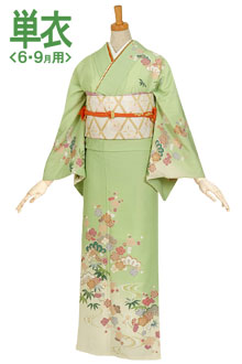 訪問着：H222 ジャパンスタイル 若草色 松竹梅| 訪問着レンタル