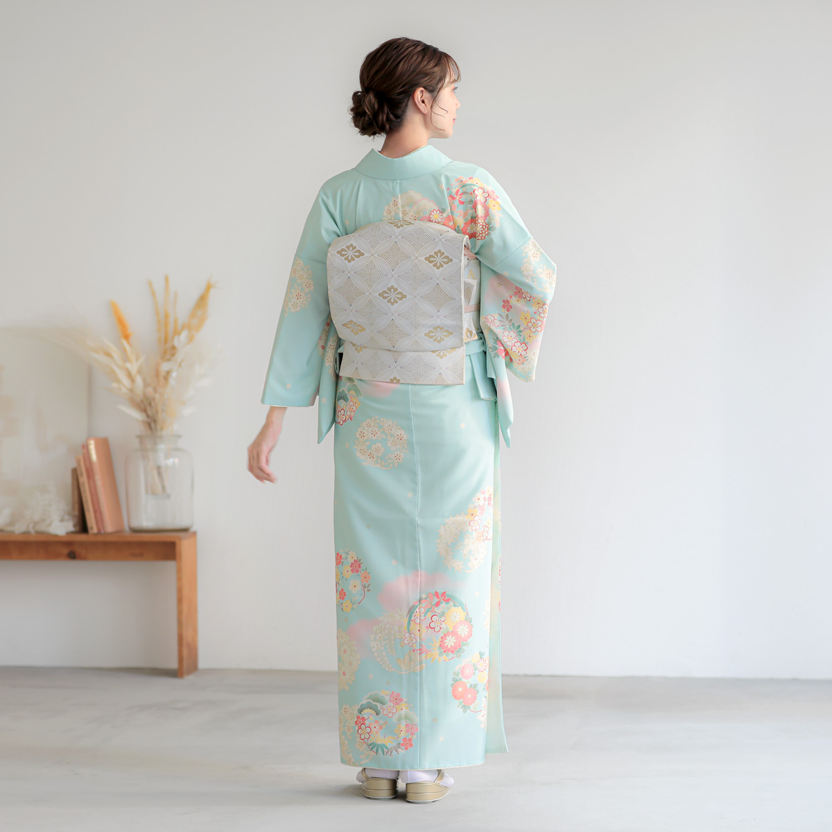 訪問着：H993 ジャパンスタイル 水色 ピンクぼかし花丸(H1005)| 訪問着