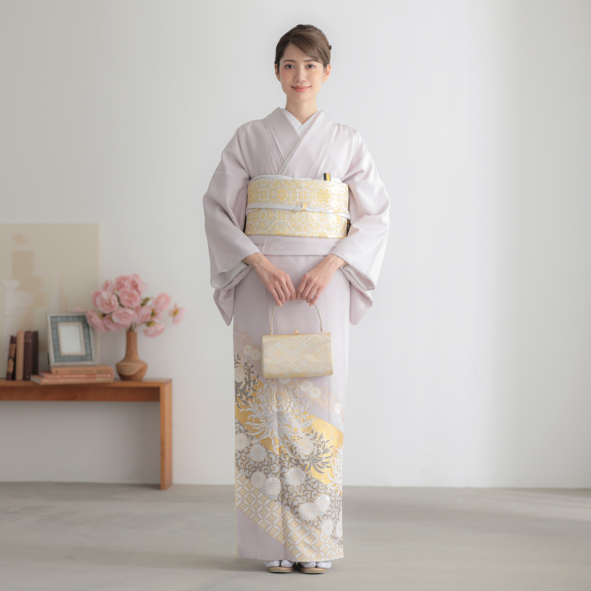 色留袖：E293 桂由美 藤鼠 菊に唐草七宝(E296)| 色留袖レンタル