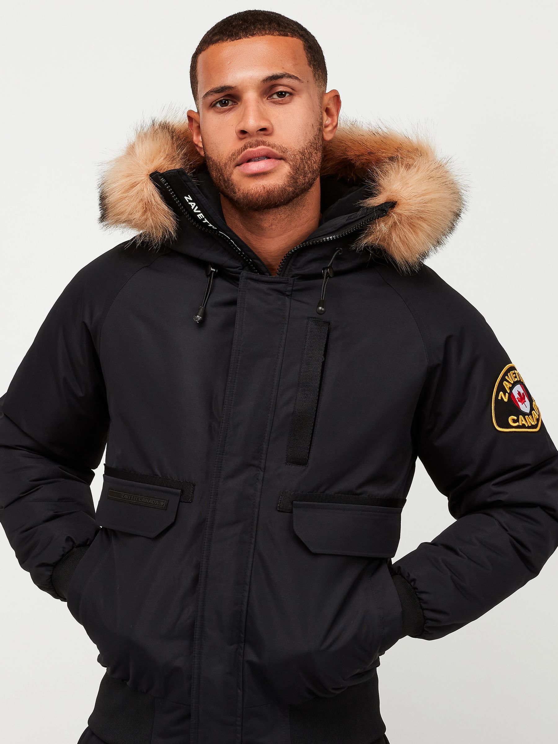 Buy Zavetti Canada Jet Black Abelli 2.0 Hooded Bomber Jacket from