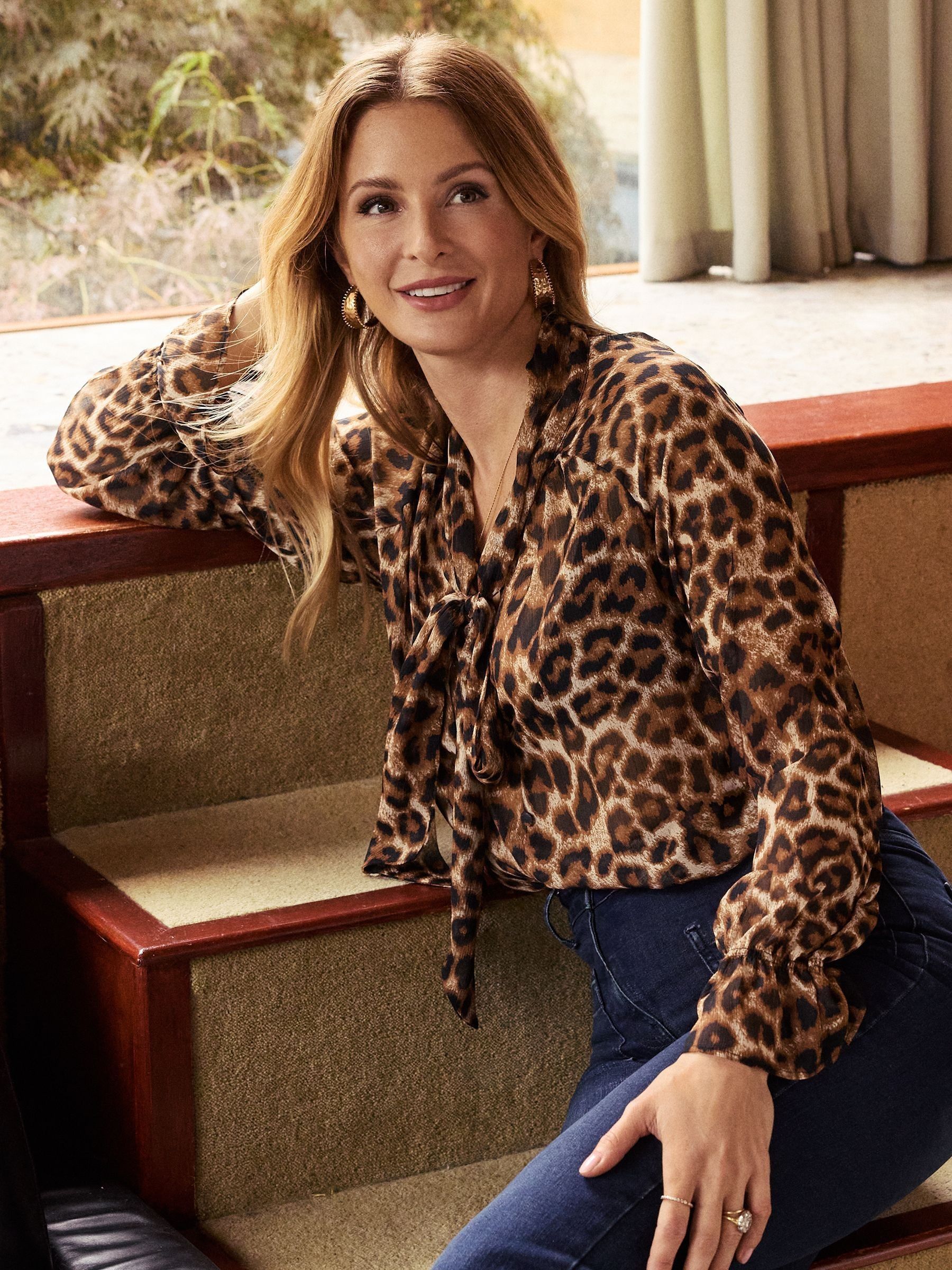 Buy Friends Like These Brown Leopard Print Tie Neck Chiffon Blouse