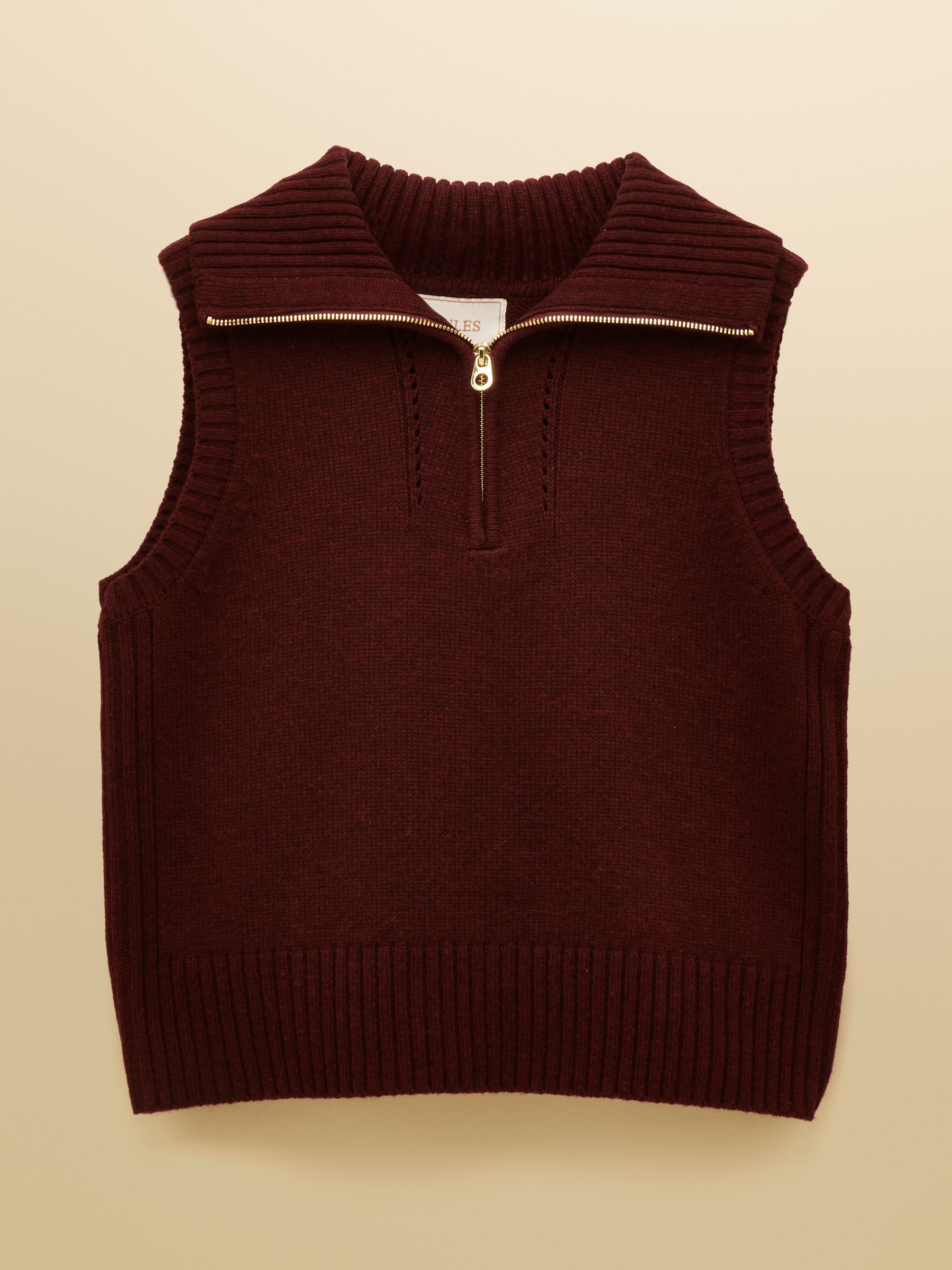 Buy Joules Nancy Burgundy Red Quarter Zip Collared Knitted Vest
