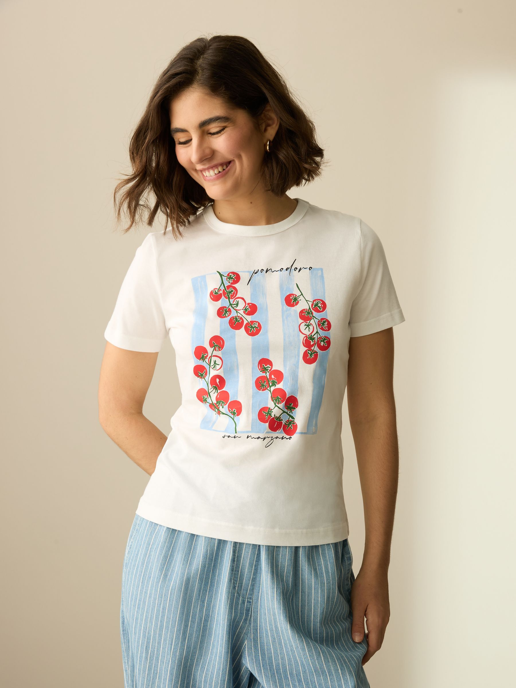 Buy Graphic Tomato Print White Essential Pure Cotton Short Sleeve