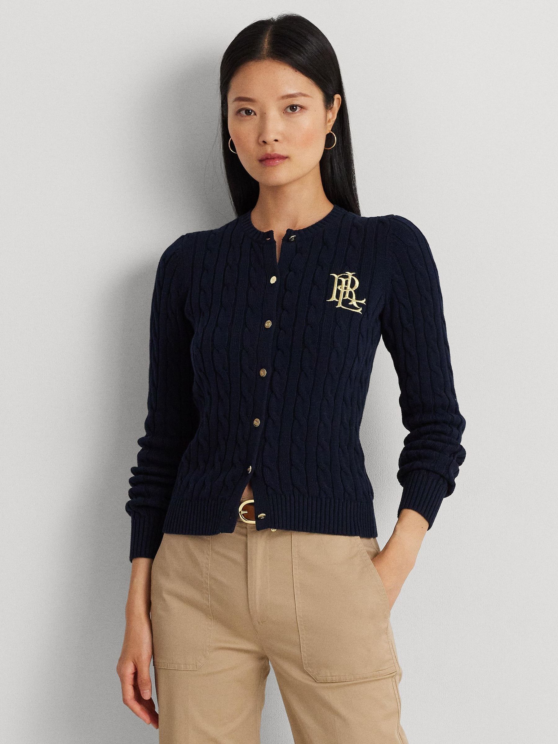 Buy Lauren Ralph Lauren Lauren Navy Ralhan Cable Knit Cotton
