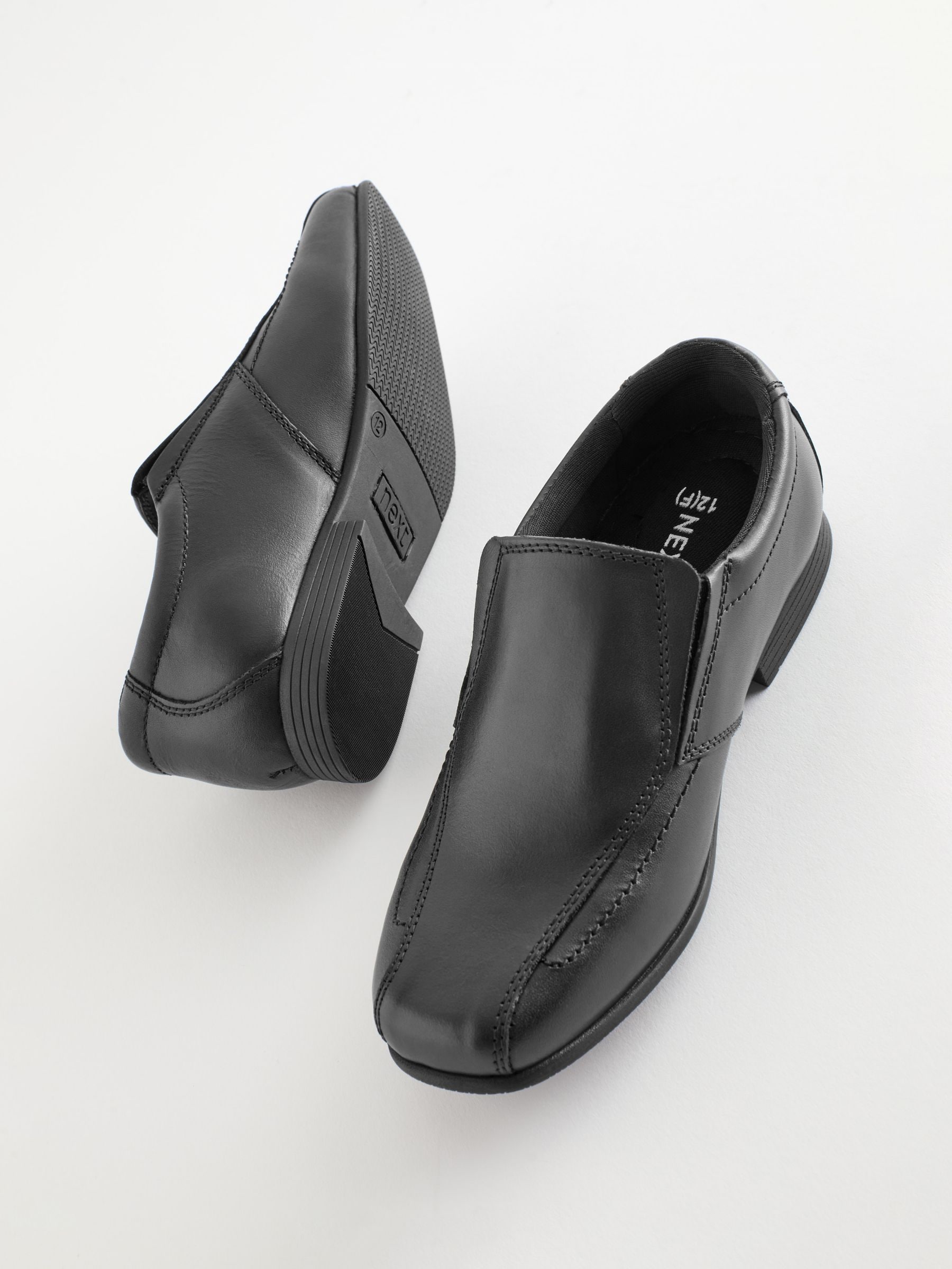 Buy Black Standard Fit (F) Slip On Leather Loafer School Shoes