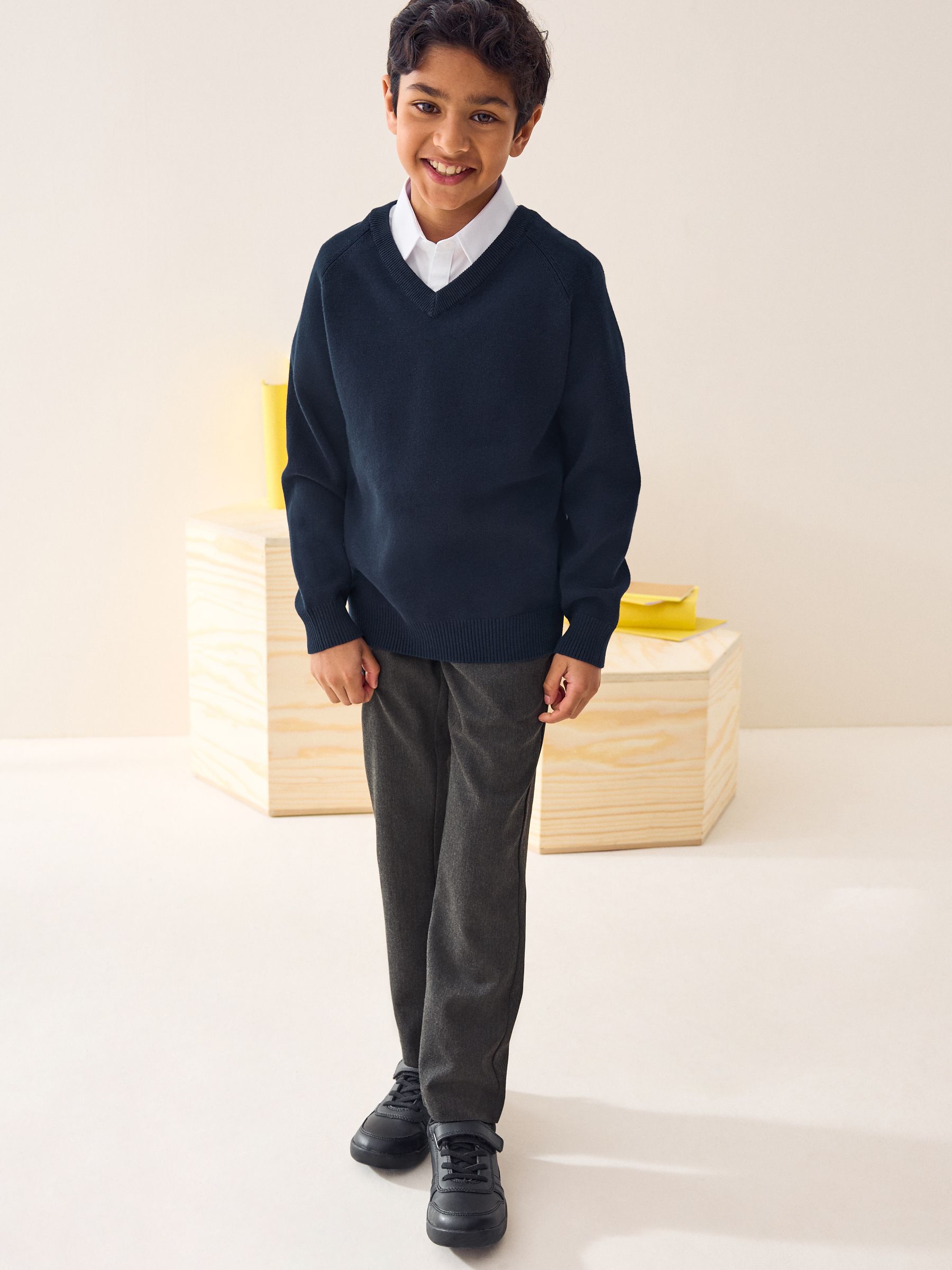 Buy Navy Blue Knitted V-Neck School Jumper (3-16yrs) from Next USA