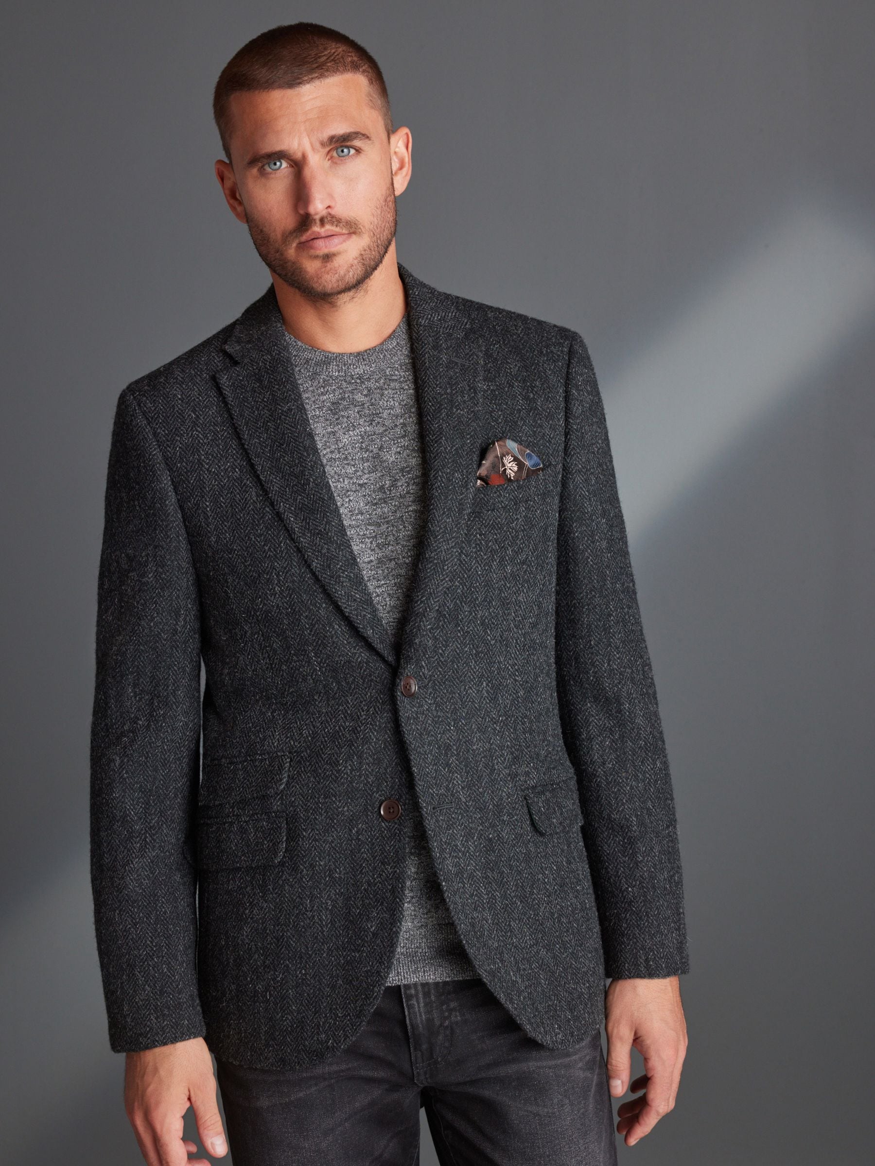 Buy Charcoal Grey - Signature Harris Tweed British Wool Blazer