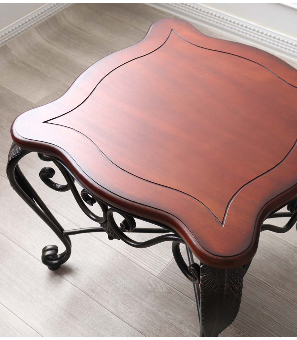 アイアン製 アンティーク調 スクエアテーブル 猫脚 サイドテーブル