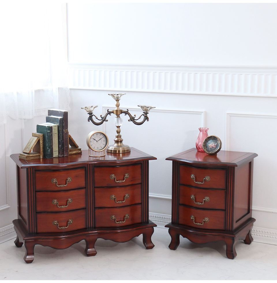 フランスアンティーク猫脚ナイトテーブル/木製キャビネット机飾り棚(82