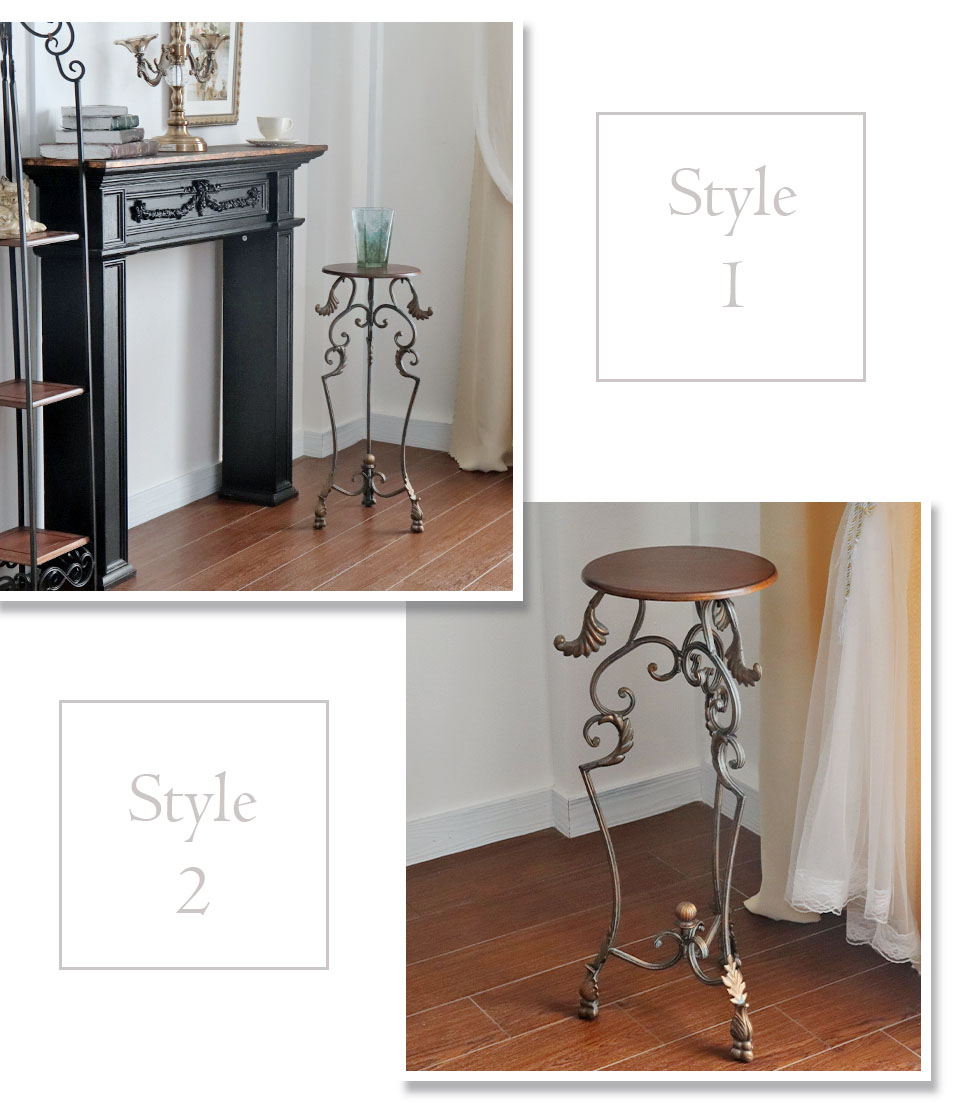 値下アンティーク調 アイアン脚 サイドテーブル 花台 飾り台 古材