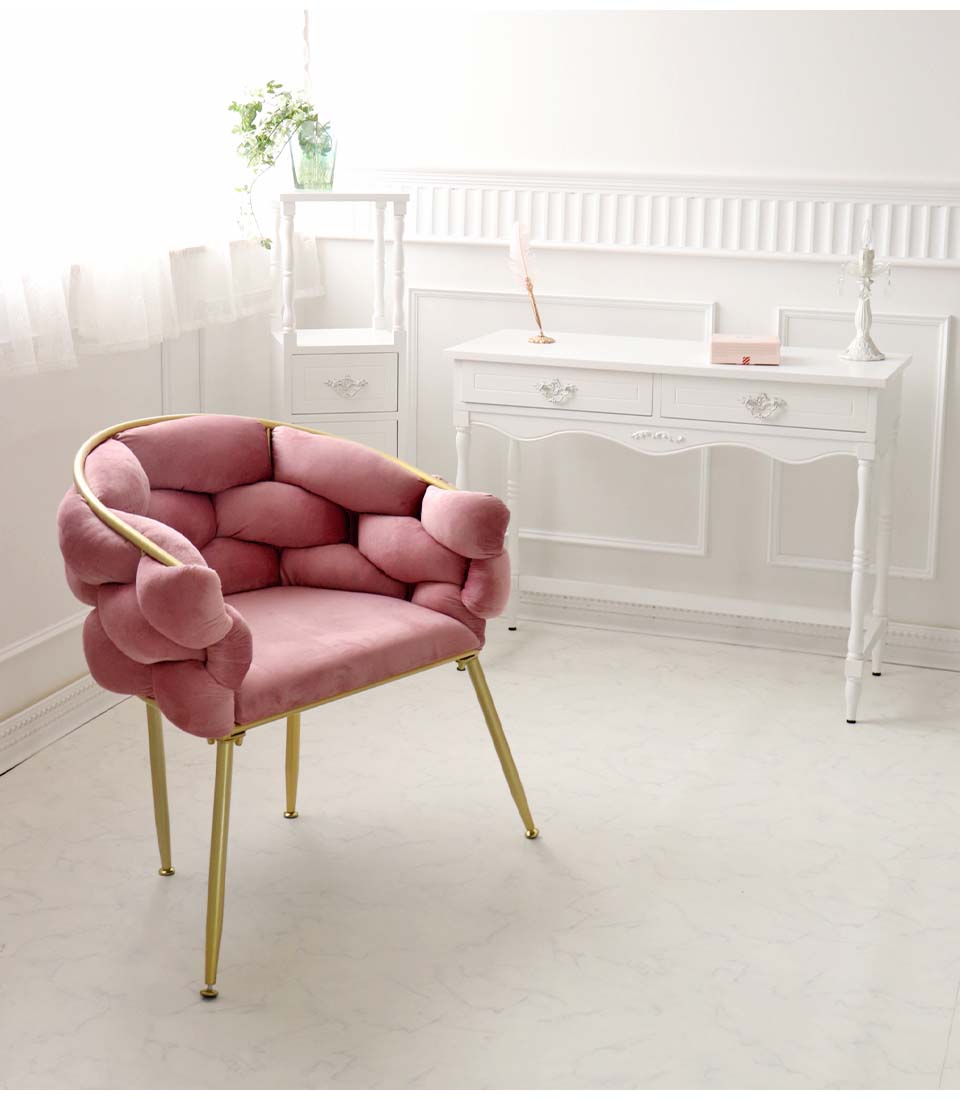 アイアン チェア ピンク イス 椅子 ゴールド かわいい モダン 1Pソファ