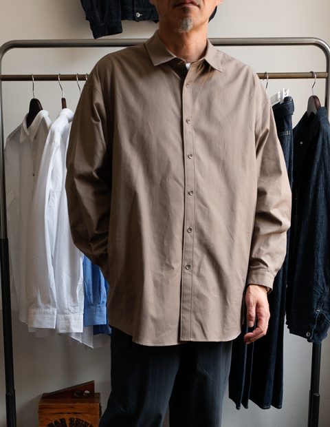 ATON Cotton Cashmere Oxford Oversized Long Shirt | 大阪心斎橋の