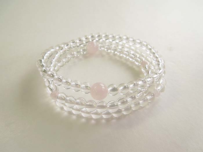 ネット限定】水晶小糸丸108玉ブレス 紅石英仕立 【ほの花】 お数珠の