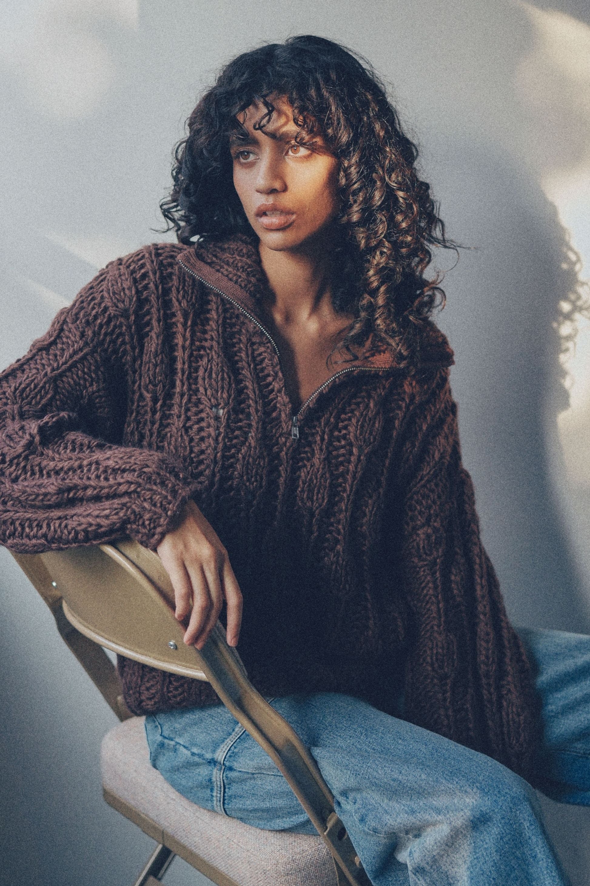 Hand made zip knit【BROWN】 – YOOU